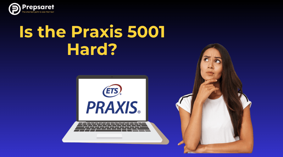 Student thinking and looking concerned while wondering if the Praxis 5001 exam is difficult.
