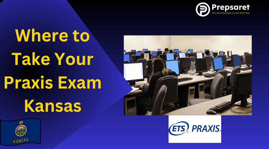 Praxis exam candidates taking an exam at a testing center in Kansas