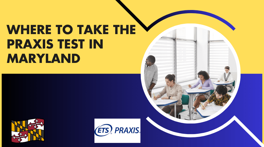 Praxis exam candidates in Maryland taking an exam 