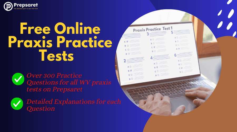 A student prepares for the Praxis exam by using free online practice tests to build confidence and improve readiness.