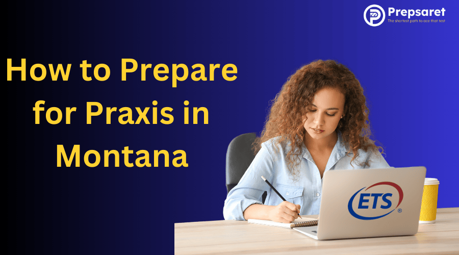 Student preparing for the Praxis test in Montana on a laptop.