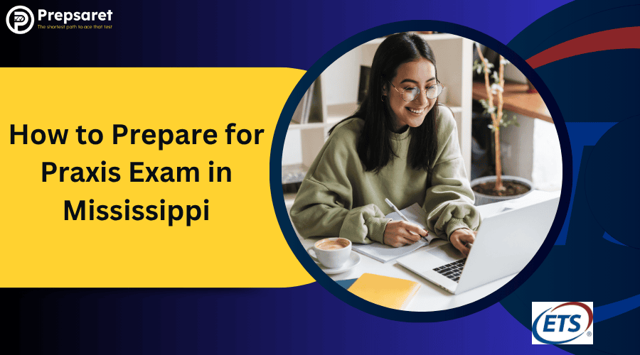 A person studying for the Praxis exam on a laptop