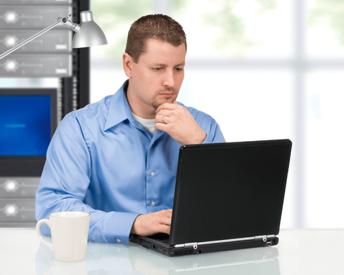 A CompTIA Pentest+ certified professional working on a computer