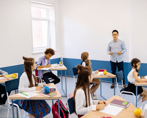 teacher with studnets in class