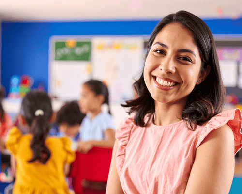 A teacher with Pre-kindergarten leaners