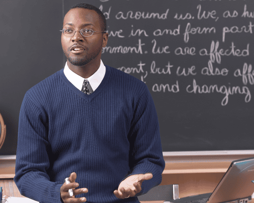 A person giving a lecture on human development