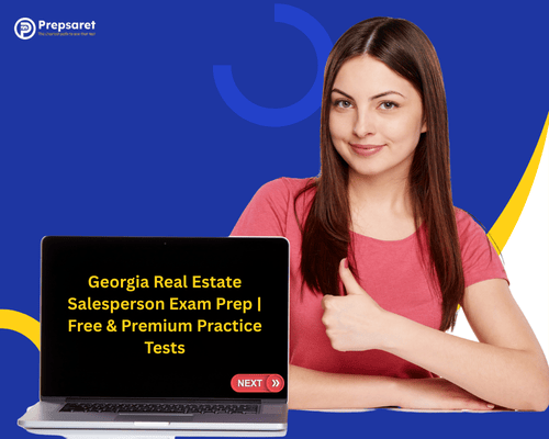 A person studying for the Georgia Real Estate Salesperson exam using Prepsaret Practice questions